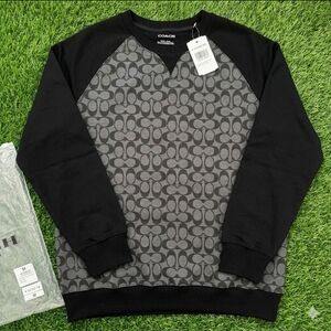 Coach Men's Black and Gray Crewneck Sweater